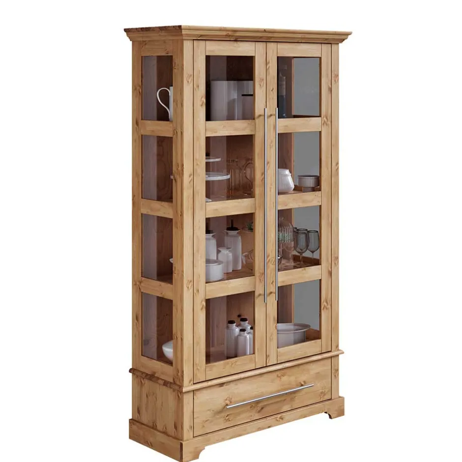 Kiefernholz Vitrine Glastür im Modern Country Style - Noellisa^Wohnen