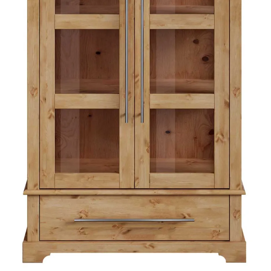 Kiefernholz Vitrine Glastür im Modern Country Style - Noellisa^Wohnen