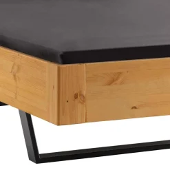 Kiefernholz-Bett gelaugt mit Stoff-Kopfteil - Phiano^Wohnen Hot