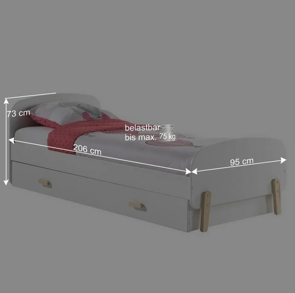 Kinder Ausziehbett in Weiß Natur - Mauricia^Wohnen New