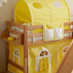 Kinder Wohnen Kinder Hochbett in Buche & Gelb - Trapani