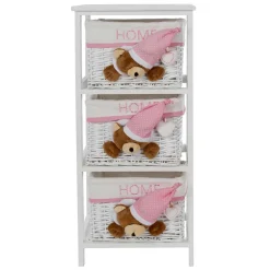 Kinder Wohnen Kinder Regal mit Teddybären - 3 Körbe - Lora