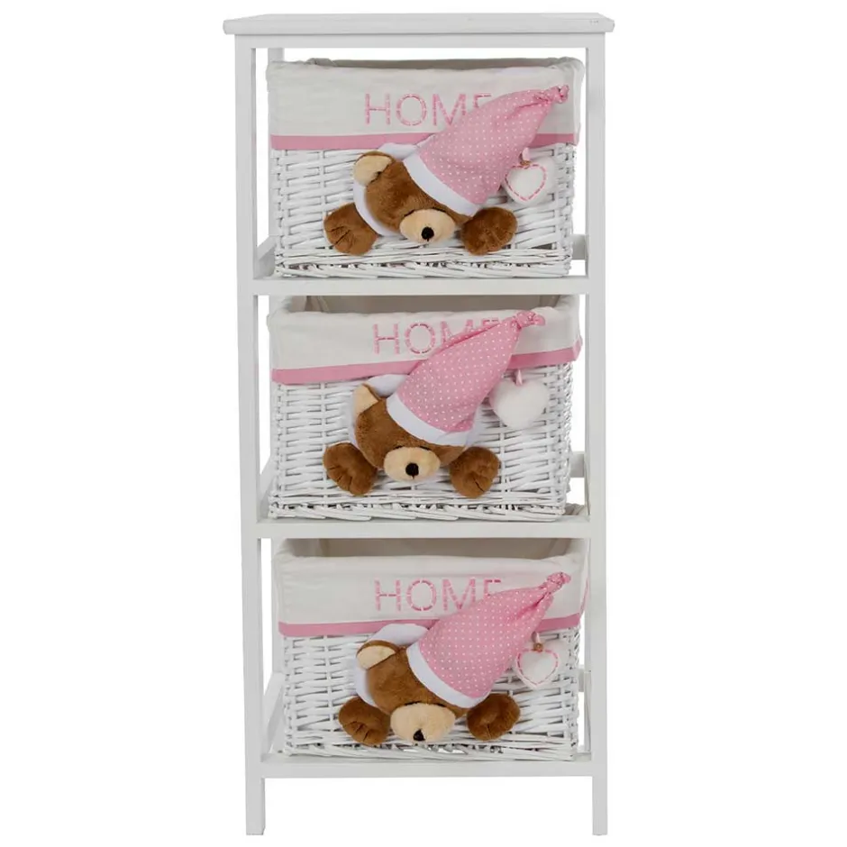 Kinder Wohnen Kinder Regal mit Teddybären - 3 Körbe - Lora