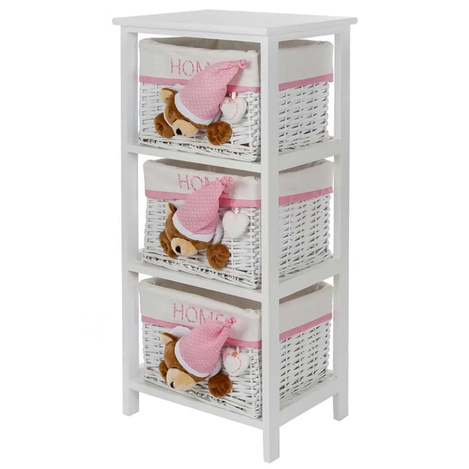 Kinder Wohnen Kinder Regal mit Teddybären - 3 Körbe - Lora