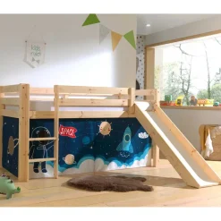 Kinder Wohnen Kinder Rutschbett mit Vorhang Weltall - Ciadas