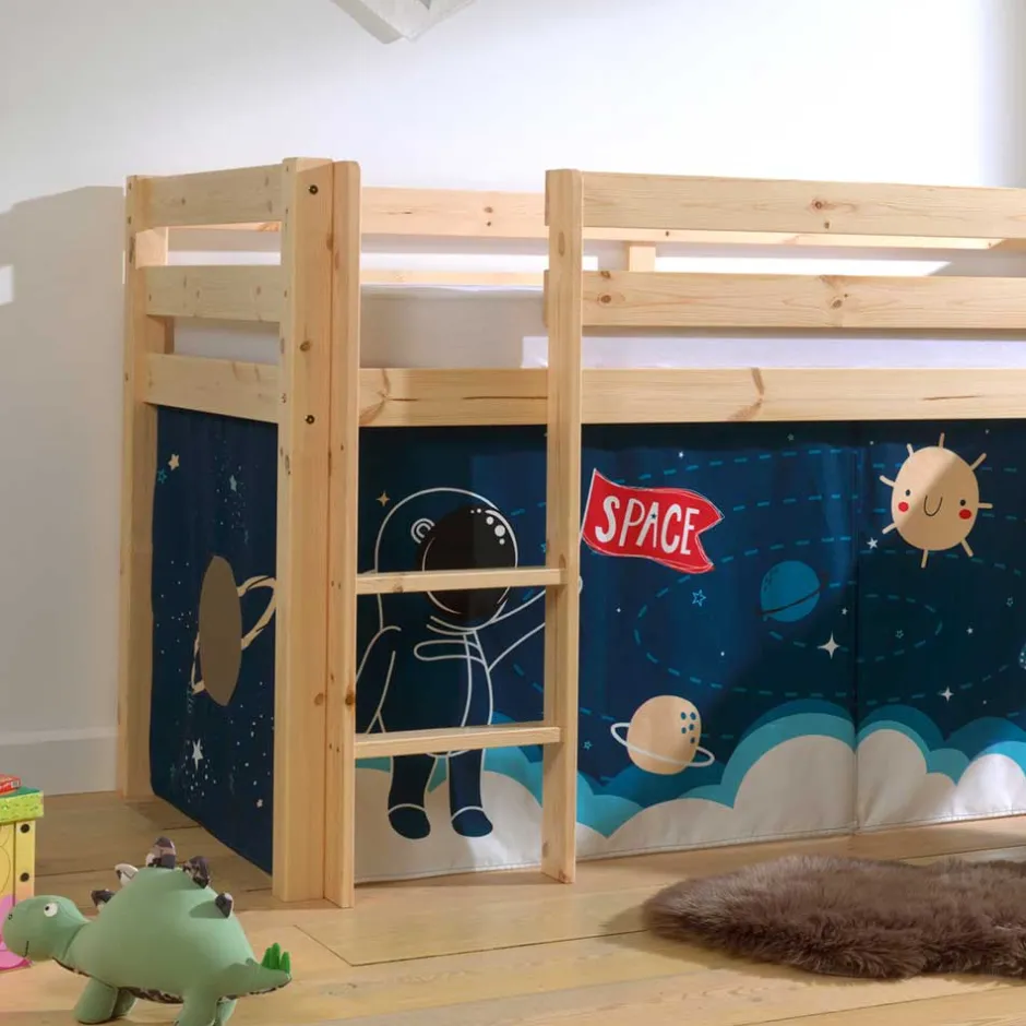 Kinder Wohnen Kinder Rutschbett mit Vorhang Weltall - Ciadas