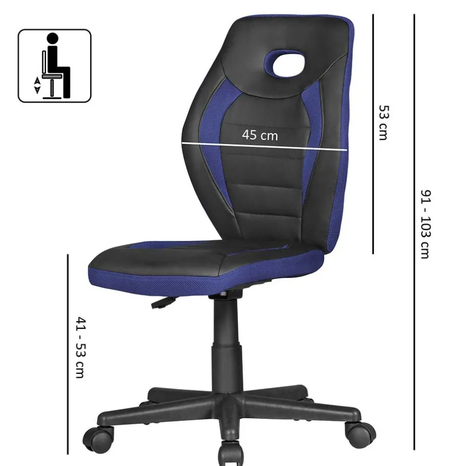 Kinder Wohnen Kinder Schreibtisch-Stuhl in Schwarz Blau - Maksim