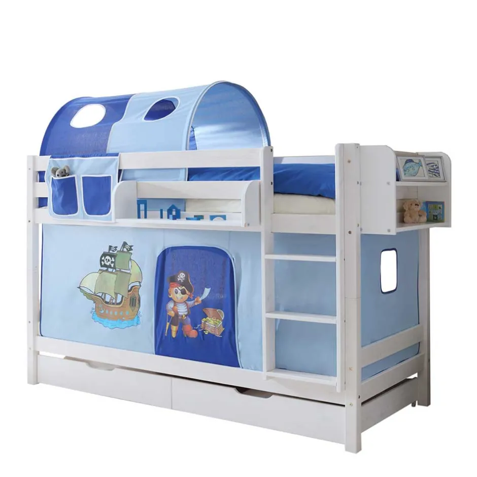Kinder Wohnen Kinder Stockbett mit Piraten Stoff in Blau - Conday