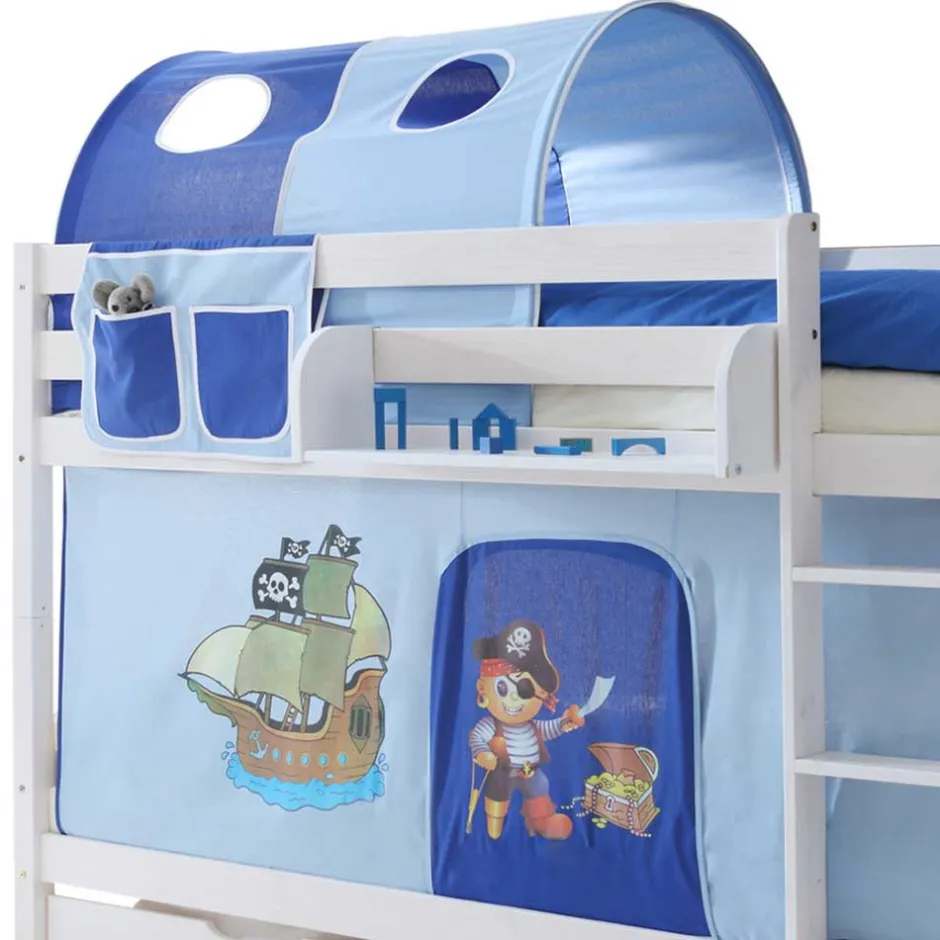 Kinder Wohnen Kinder Stockbett mit Piraten Stoff in Blau - Conday