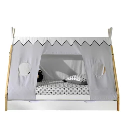 Kinder Wohnen Kinderbett im Zelt Design in Weiß & Hellgrau & Natur - Nutures