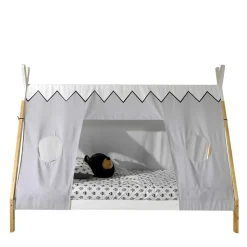 Kinder Wohnen Kinderbett im Zelt Design in Weiß & Hellgrau & Natur - Nutures