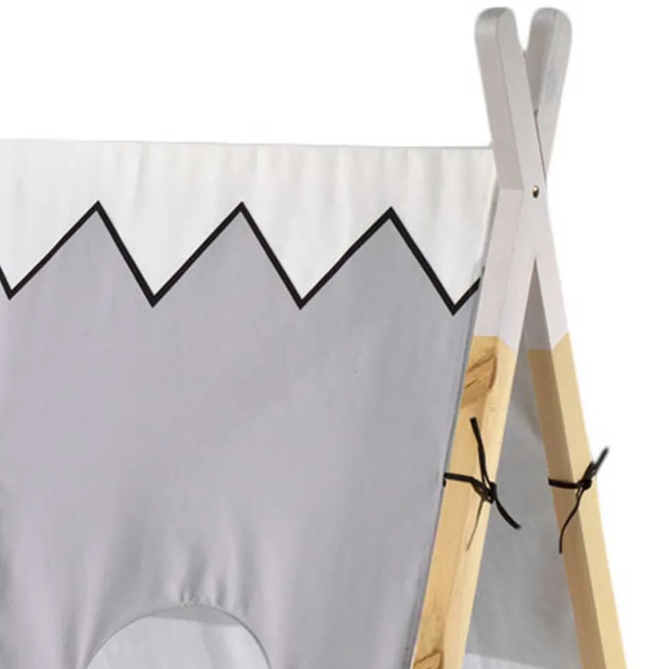 Kinder Wohnen Kinderbett im Zelt Design in Weiß & Hellgrau & Natur - Nutures