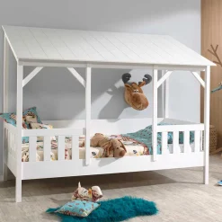 Kinder Wohnen Kinderbett mit Dach & Absturzsicherung Zaun - Zanoas