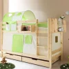 Kinder Wohnen Kinderetagenbett Jesse in Grün-Beige