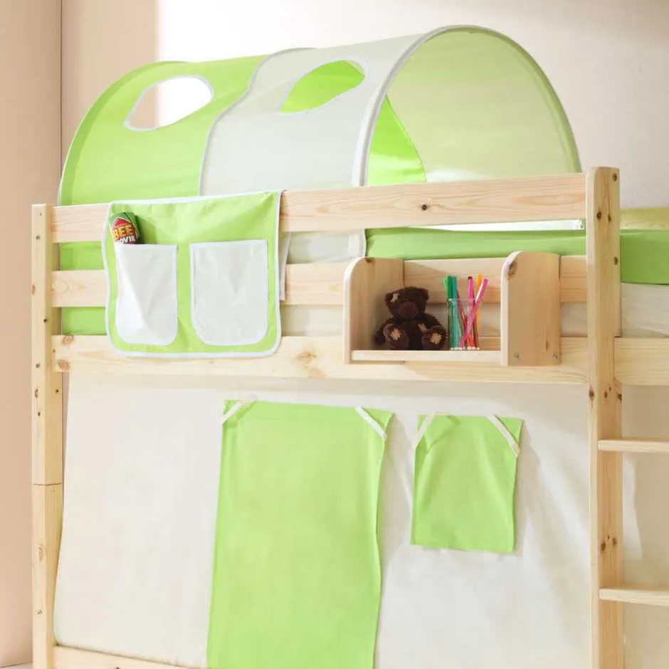 Kinder Wohnen Kinderetagenbett Jesse in Grün-Beige