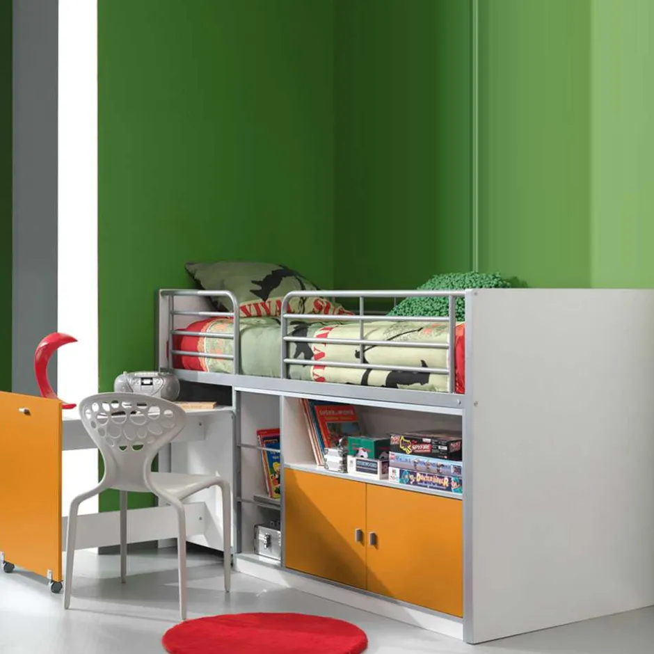 Kinder Wohnen Kinderhochbett Moonio in Orange