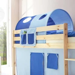Kinder Wohnen Kinderhochbett Saconso mit Tunnel in Blau