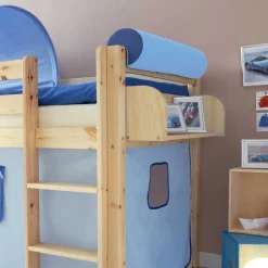 Kinder Wohnen Kinderhochbett Saconso mit Tunnel in Blau