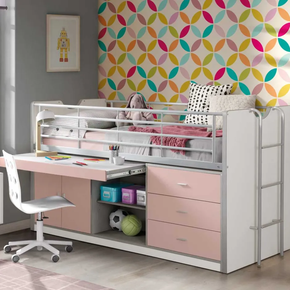 Kinderhochbett Trio in Rosa-Weiß^Wohnen Online