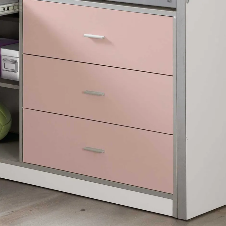 Kinderhochbett Trio in Rosa-Weiß^Wohnen Online