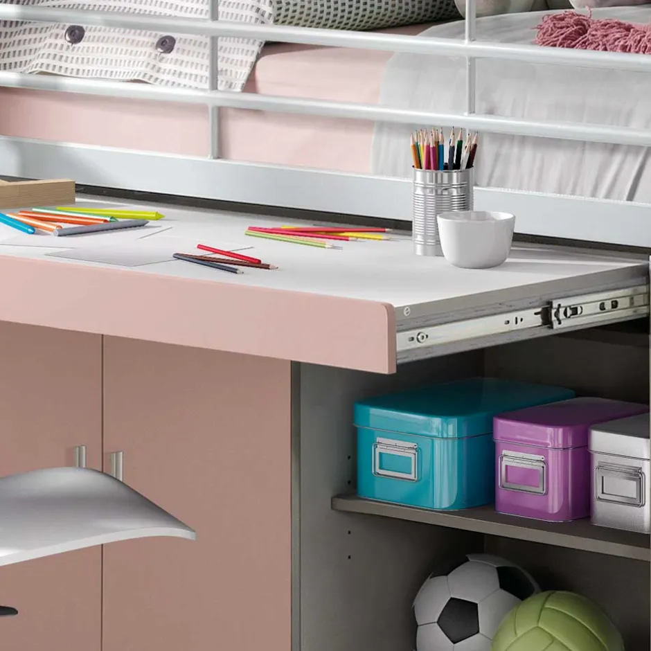 Kinderhochbett Trio in Rosa-Weiß^Wohnen Online