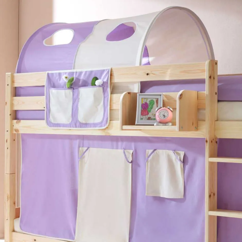 Kinder Wohnen Kinderstockbett Calmaro in Lila-Beige