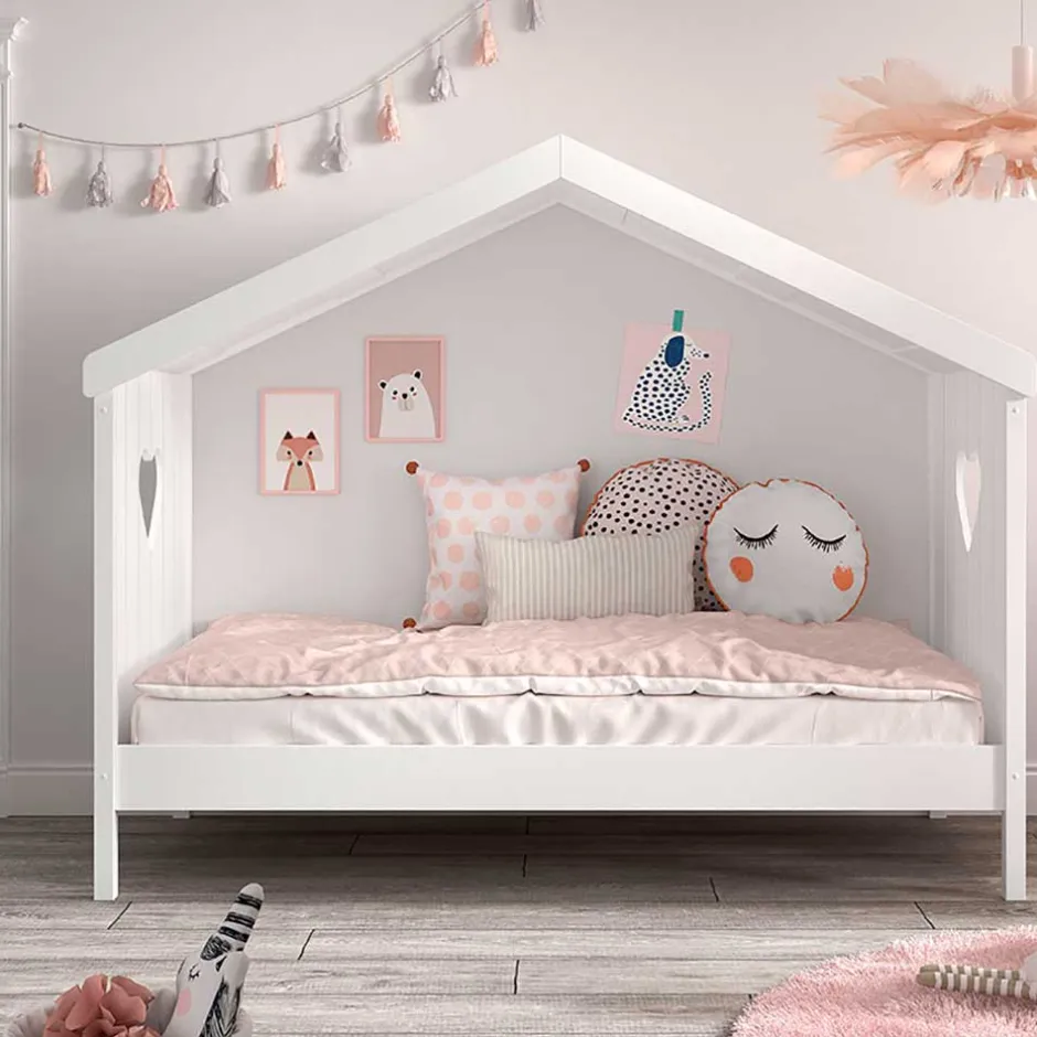 Kinder Wohnen Kinderzimmer Hausbett in Weiß - Grandory