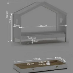 Kinder Wohnen Kinderzimmer Hausbett in Weiß - Grandory