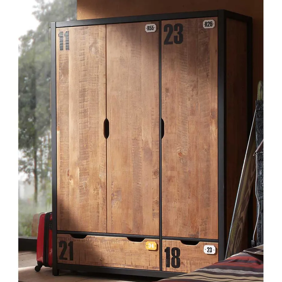 Kinderzimmer Kleiderschrank Krefos in Braun und Schwarz^Wohnen Sale