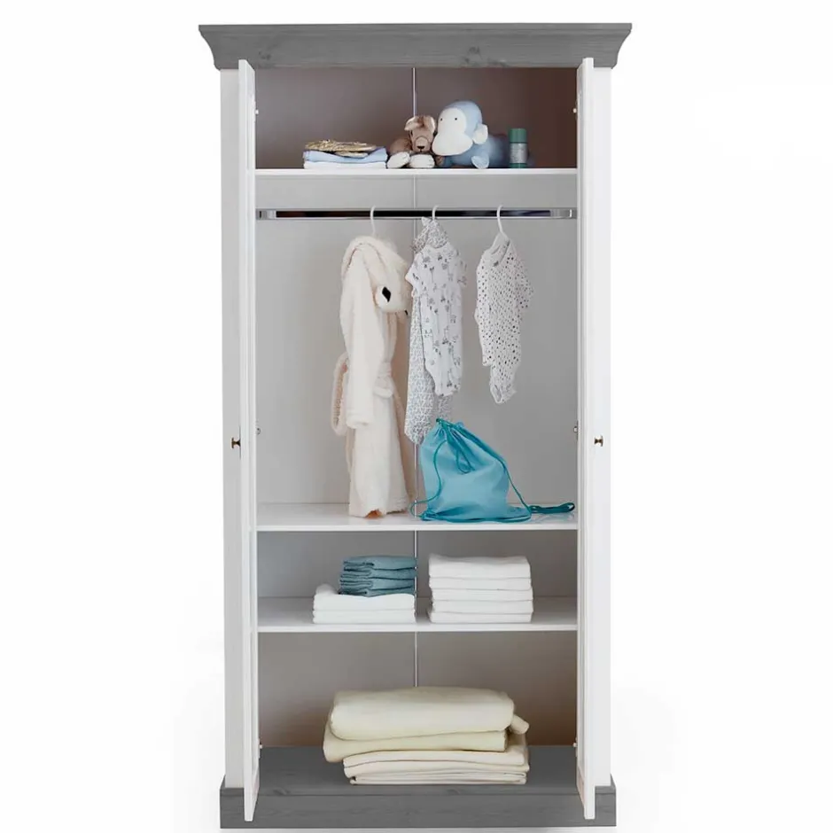 Kinder Wohnen Kinderzimmer Kleiderschrank zweifarbig - Mirandesca