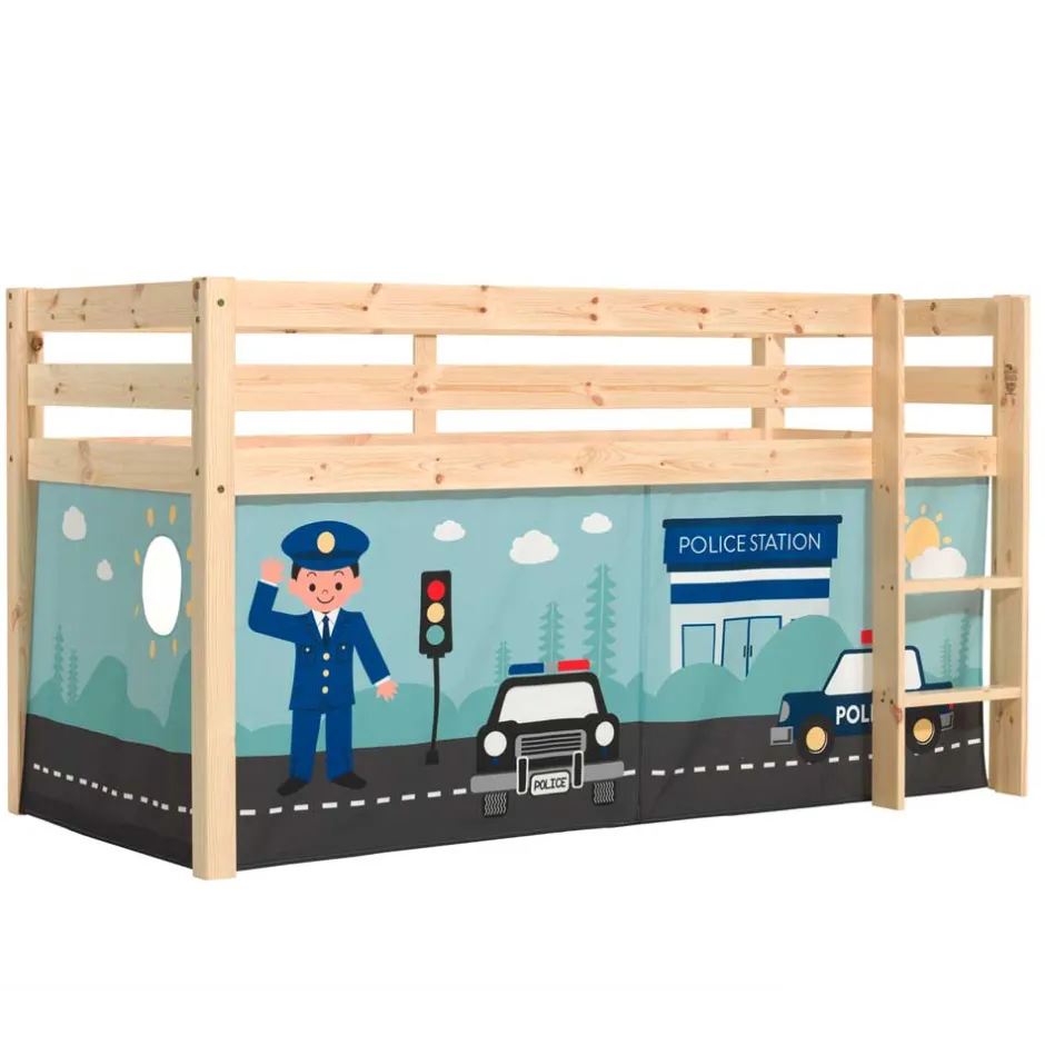 Kinder Wohnen Kinderzimmer Polizei Hochbett aus Massivholz - Udines