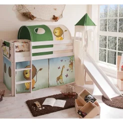 Kinderzimmer Safari Hochbett mit Rutsche - Zaruto^Wohnen Discount