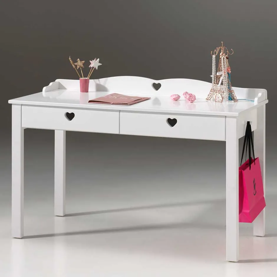 Kinderzimmer Schreibtisch Grandory in Weiß lackiert^Wohnen Sale