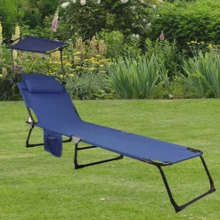 Klappbare Outdoor Liege in Blau und Schwarz - Betty^Wohnen Hot