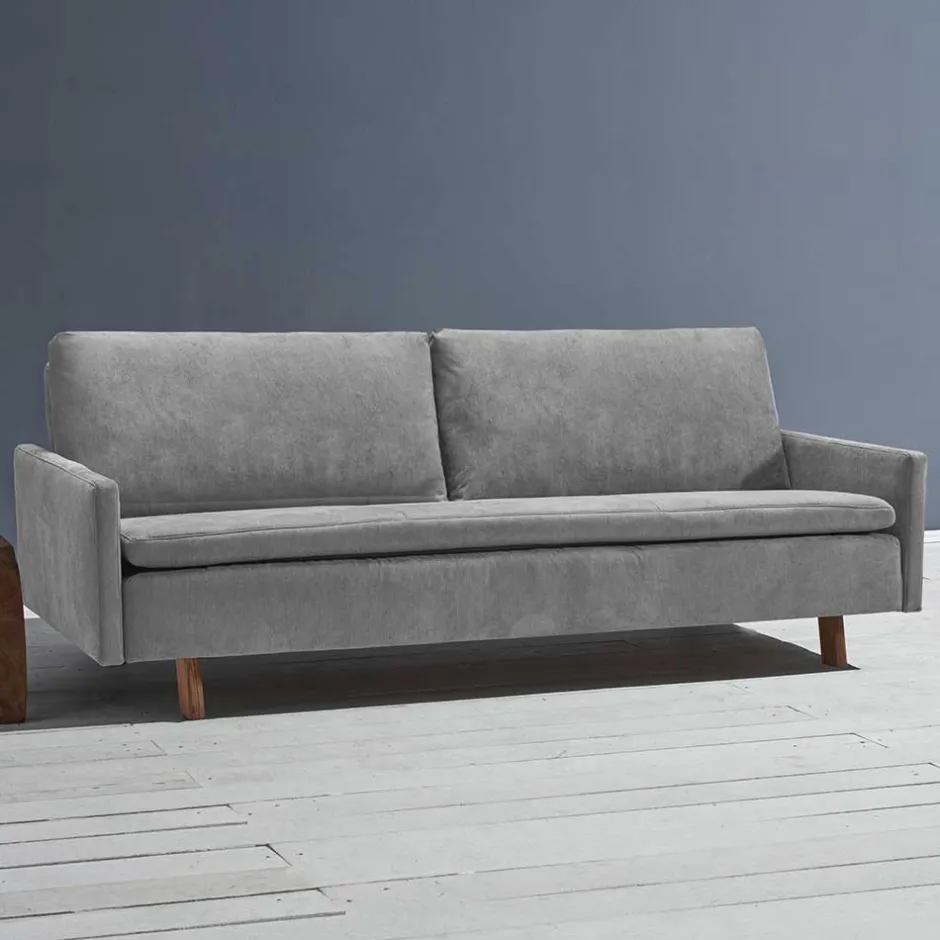 Klappcouch aus Microvelours in Grau - Trango^Wohnen Outlet
