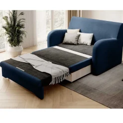 Klappcouch in Dunkelblau Velours - Zessma^Wohnen Sale