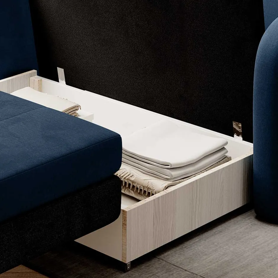 Klappcouch in Dunkelblau Velours - Zessma^Wohnen Sale