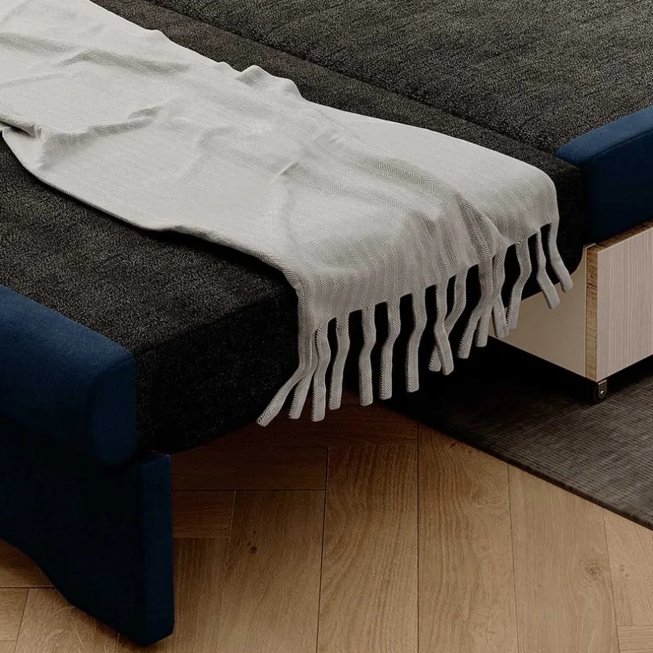 Klappcouch in Dunkelblau Velours - Zessma^Wohnen Sale