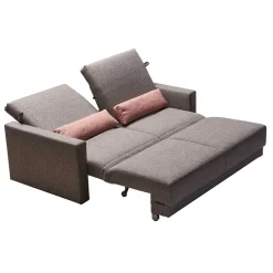 Klappcouch in Grau mit geteilter Rückenlehne Zentra & Kissen Rosa^Wohnen Discount