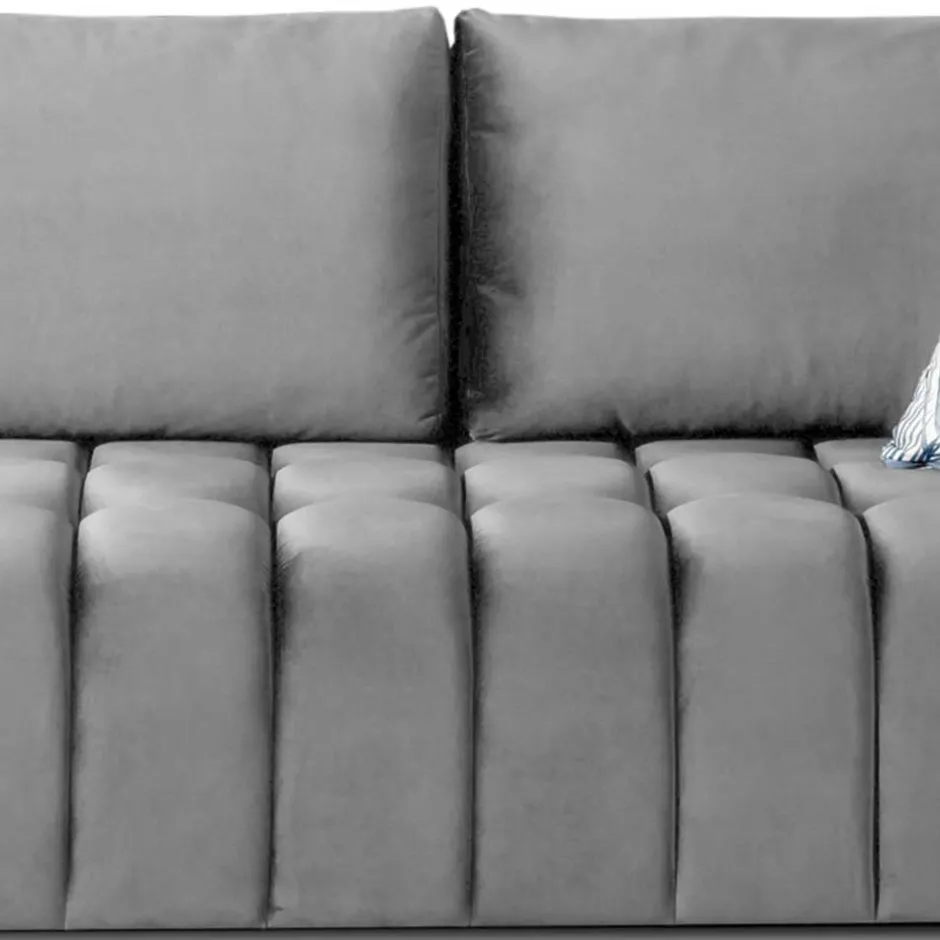 Klappcouch in Hellgrau Samtbezug - Grosky^Wohnen Sale