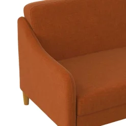 Wohnen Klappcouch in Orange und Holz Natur - Sipano