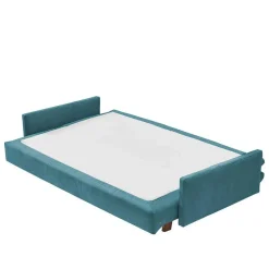 Klappcouch in Petrol mit Eiche - Flower^Wohnen Outlet