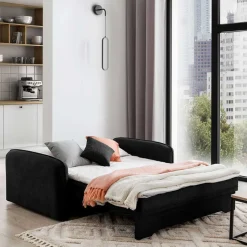 Klappcouch in Schwarz Veloursbezug - Yangu^Wohnen New