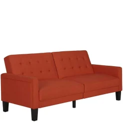 Klappcouch in Ziegel Rot und Braun - Winston^Wohnen