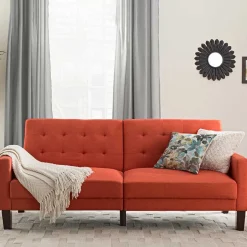 Klappcouch in Ziegel Rot und Braun - Winston^Wohnen