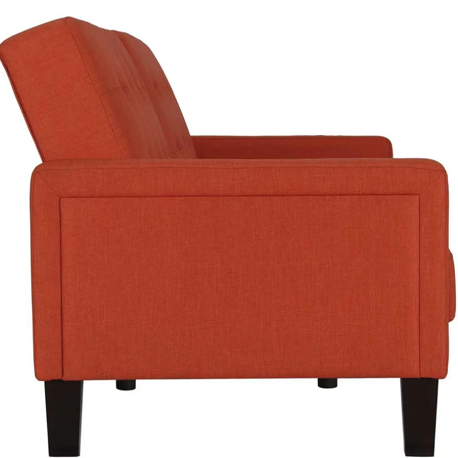 Klappcouch in Ziegel Rot und Braun - Winston^Wohnen