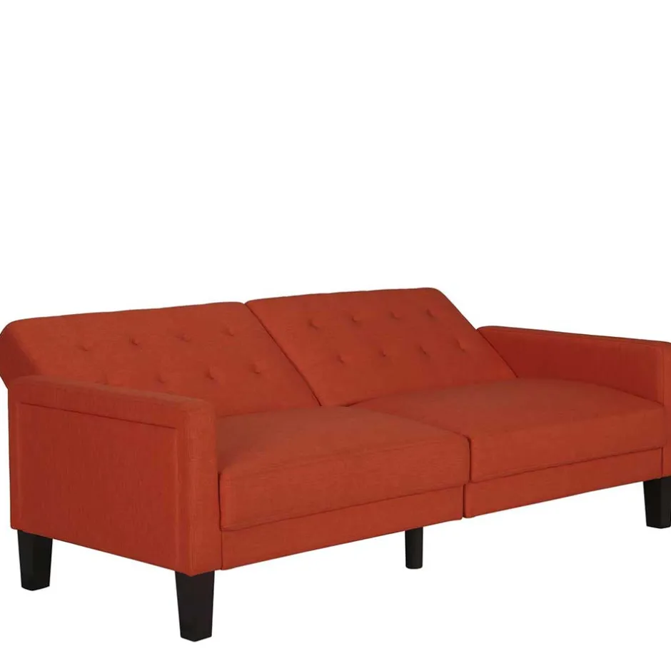 Klappcouch in Ziegel Rot und Braun - Winston^Wohnen