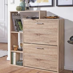 2-Klappen Schuhschrank mit drei offenen Regalfächern - Ilona^Wohnen Sale