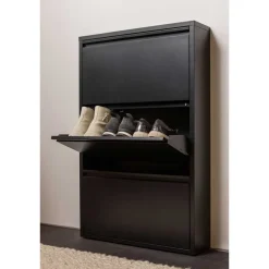 3-Klappen-Schuhschrank in Schwarz - Matic^Wohnen Outlet