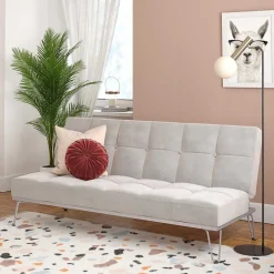 Klappsofa in Hellgrau Samt - Acena^Wohnen Discount